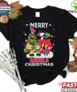 Official The Peanuts Snoopy And Friends Merry Christmas Ole Miss Rebels Shirt