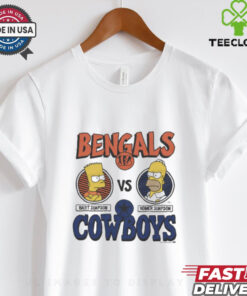 Official The Simpsons x Bart Cincinnati Bengals Vs Homer Dallas Cowboys NFL t shirt