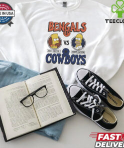 Official The Simpsons x Bart Cincinnati Bengals Vs Homer Dallas Cowboys NFL t shirt