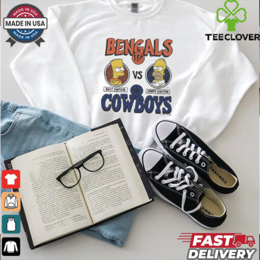 Official The Simpsons x Bart Cincinnati Bengals Vs Homer Dallas Cowboys NFL t shirt