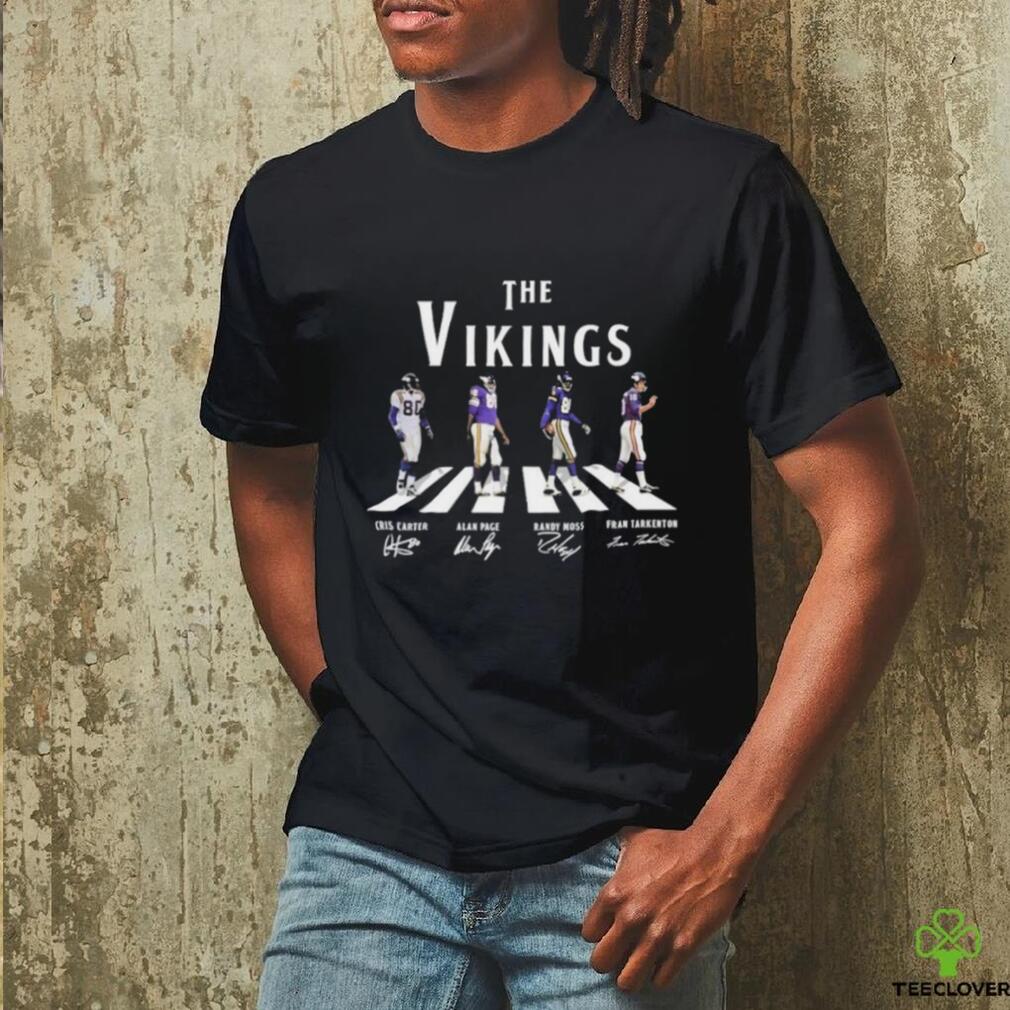 Official The Vikings Abbey Road Cris Carter Alan Page Randy Moss and Fran Tarkenton Signatures Shirt Official The Vikings Abbey Road Cris Carter Alan Page Randy Moss and Fran Tarkenton Signatures Shirt