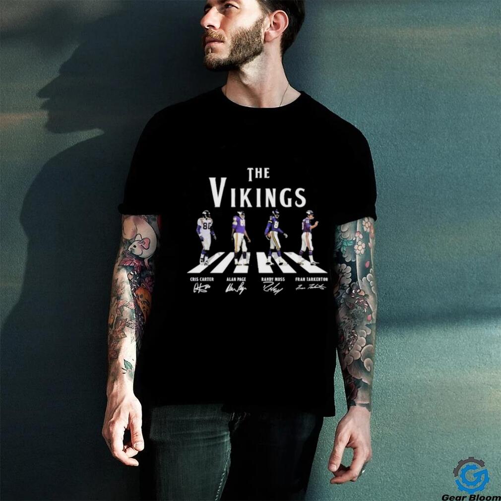 Official The Vikings Abbey Road Cris Carter Alan Page Randy Moss and Fran Tarkenton Signatures Shirt Official The Vikings Abbey Road Cris Carter Alan Page Randy Moss and Fran Tarkenton Signatures Shirt
