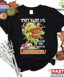 Official They Hate Us Texas Longhorns Stomp On College Teams X Grinch Christmas Shirt