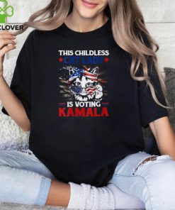 Official This childless cat lady is voting Kamala America flag 2024 T shirt