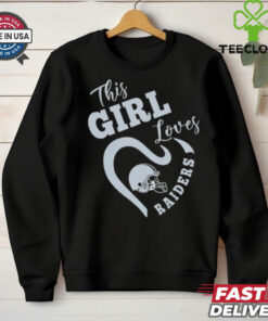 Official This Girl Loves Las Vegas Raiders Football Shirt with a bold design showcasing team pride, perfect for female Raiders fans.