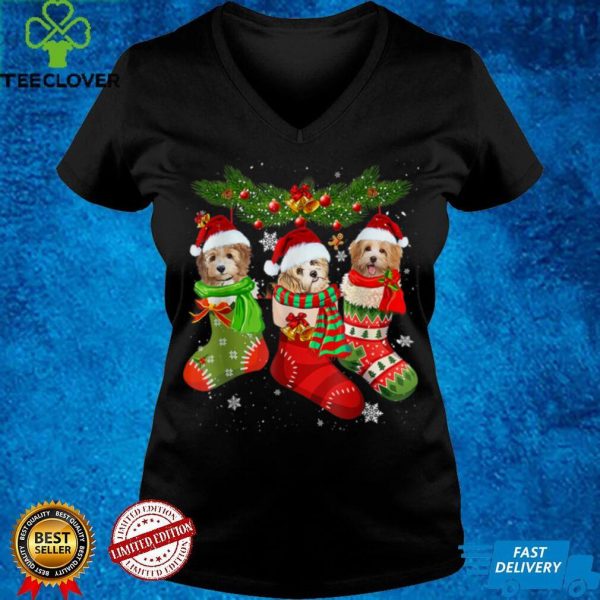 Official Three Shih Tzu In Sock Christmas Santa X mas T Shirt