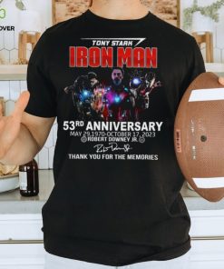 Official Tony Stark Iron Man 53rd Anniversary May 29, 1970 October 17, 2023 Thank You For The Memories Shirt