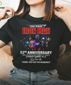 Official Tony Stark Iron Man 53rd Anniversary May 29, 1970 October 17, 2023 Thank You For The Memories Shirt