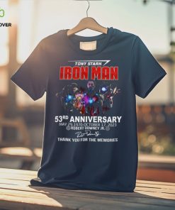 Official Tony Stark Iron Man 53rd Anniversary May 29, 1970 October 17, 2023 Thank You For The Memories Shirt