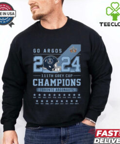 Official Toronto Argonauts Go Argos 2024 111th Grey Cup Champions Shirt