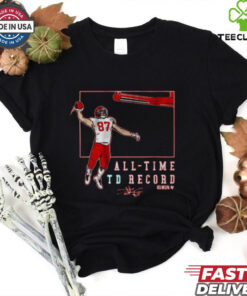 Official Travis Kelce Kansas City Chiefs Record Breaking All – Time TD Record Signature t shirt