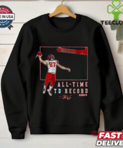 Official Travis Kelce Kansas City Chiefs Record Breaking All – Time TD Record Signature t shirt