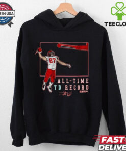 Official Travis Kelce Kansas City Chiefs Record Breaking All – Time TD Record Signature t shirt