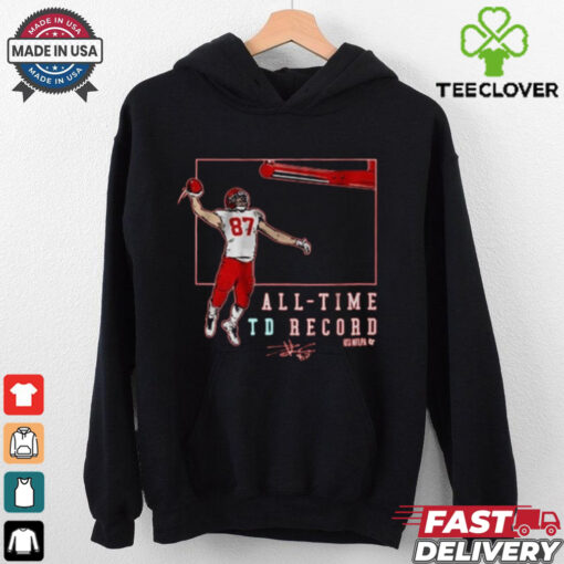 Official Travis Kelce Kansas City Chiefs Record Breaking All – Time TD Record Signature t shirt