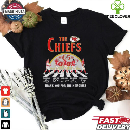 Official Travis Kelce Rashee Rice Carson Steele Isiah Pacheco Patrick Mahomes The Kansas City Chiefs 65TH Thank You For The Memories Signatures T shirts