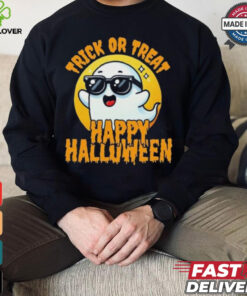Official Trick Or Treat Halloween Spooky Ghost & Moon Shirt