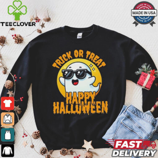 Official Trick Or Treat Halloween Spooky Ghost & Moon Shirt