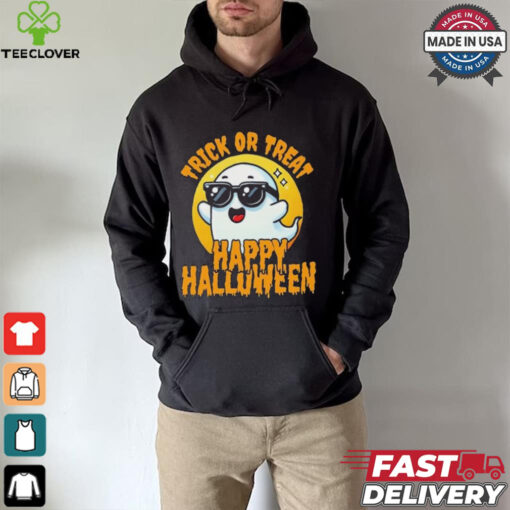 Official Trick Or Treat Halloween Spooky Ghost & Moon Shirt