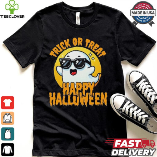 Official Trick Or Treat Halloween Spooky Ghost & Moon Shirt