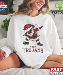 Official Troy Trojans Dabbing Santa Claus Ugly Christmas Light shirt