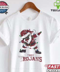 Official Troy Trojans Dabbing Santa Claus Ugly Christmas Light shirt