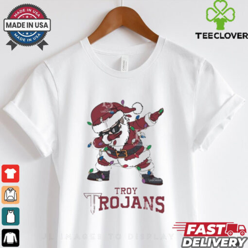 Official Troy Trojans Dabbing Santa Claus Ugly Christmas Light shirt