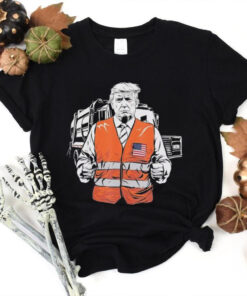 Official Trump Garbage Truck Worker Vest Usa Flag Maga 2025 Shirt