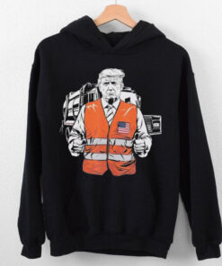 Official Trump Garbage Truck Worker Vest Usa Flag Maga 2025 Shirt