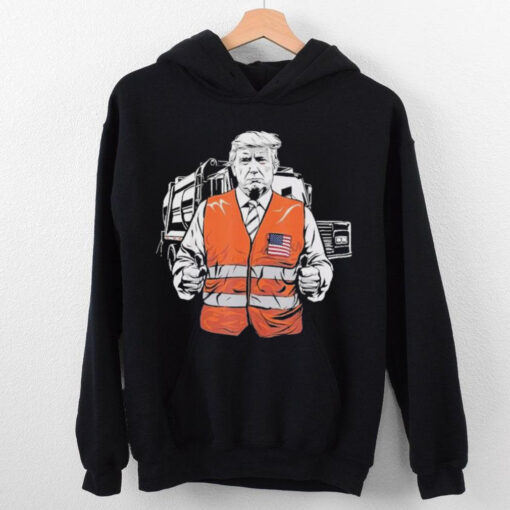 Official Trump Garbage Truck Worker Vest Usa Flag Maga 2025 Shirt