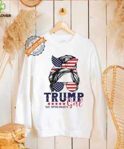 Official Trump Girl No Apologies Messy Bun Trump 2024 American Flag T Shirt