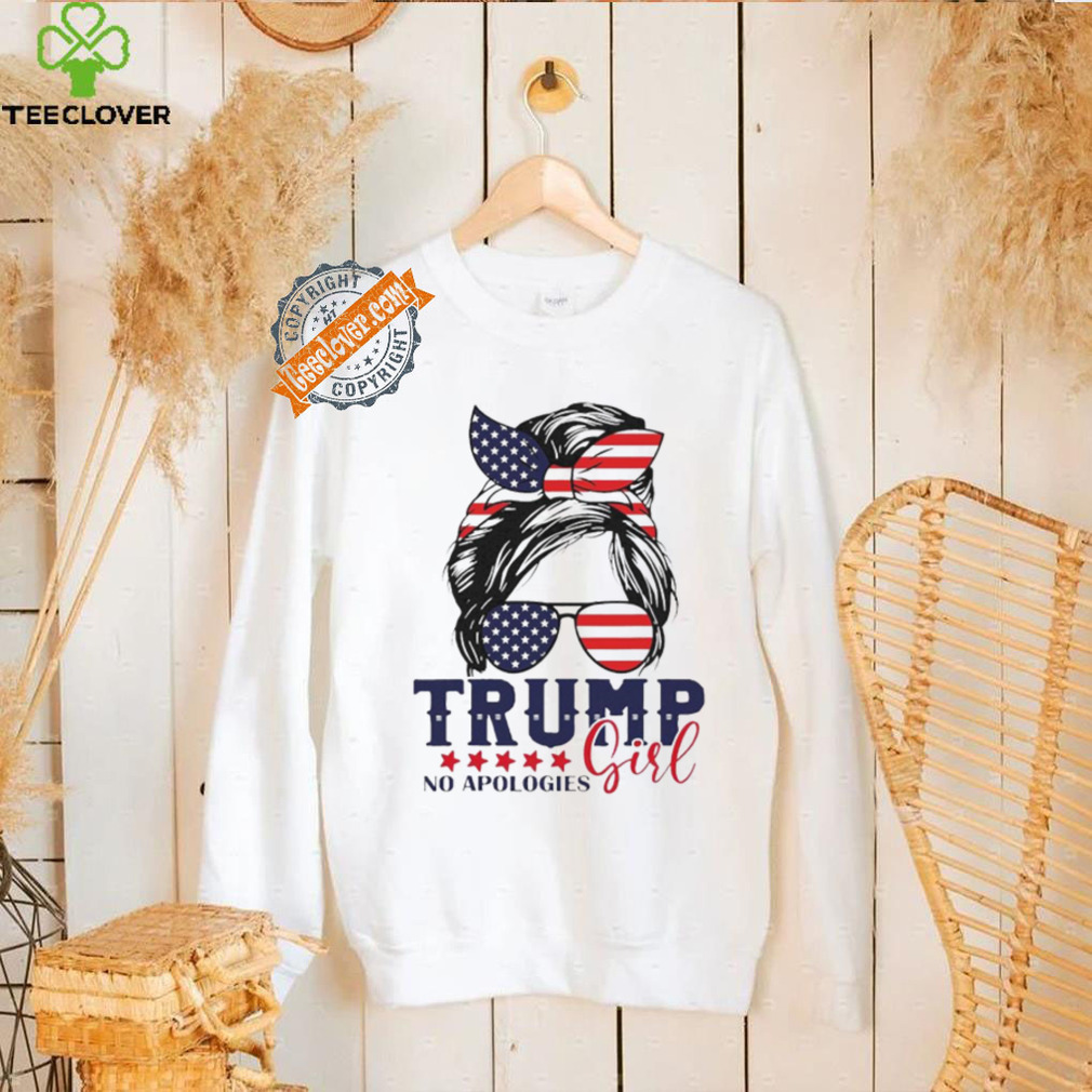 Official Trump Girl No Apologies Messy Bun Trump 2024 American Flag T Shirt Official Trump Girl No Apologies Messy Bun Trump 2024 American Flag T Shirt