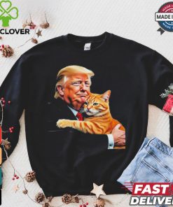 Official Trump Hugging Orange Cat Funny 2024 Election Meme Graphic T Shirt