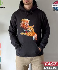 Official Trump Hugging Orange Cat Funny 2024 Election Meme Graphic T Shirt