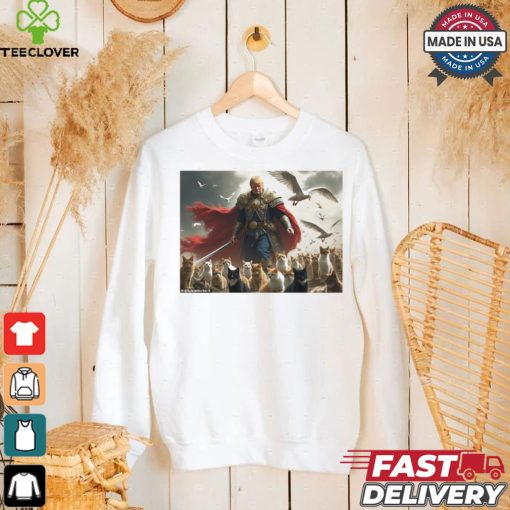 Official Trump president wielding a sword and armor behind his animal friends Vote Trump for president poster t shirt