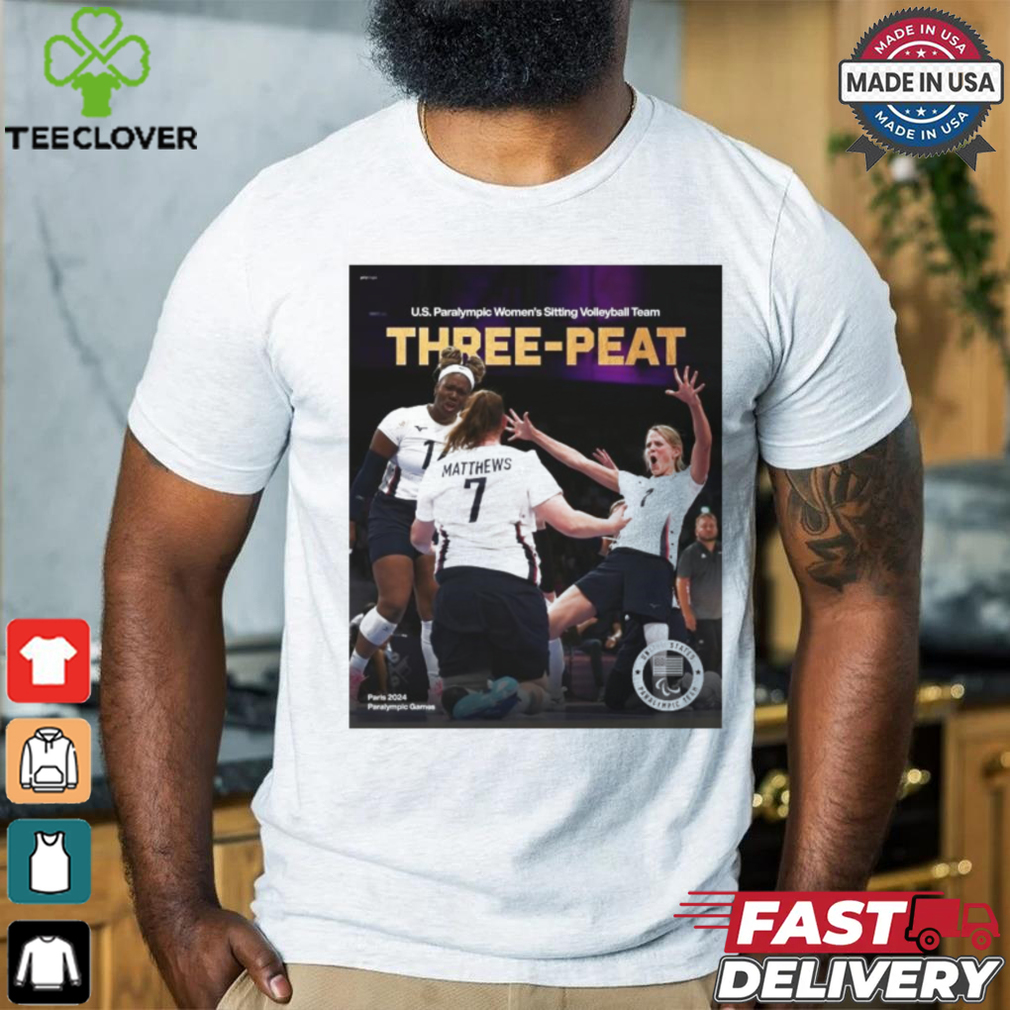 Official U.S. Paralympic Women’s Sitting Volleyball Team Three Peat Paralympic Games Paris 2024 poster t shirt Official U.S. Paralympic Women’s Sitting Volleyball Team Three Peat Paralympic Games Paris 2024 poster t shirt