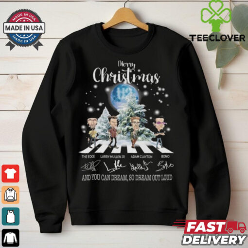 Official U2 You Can Dream Out Loud Merry Christmas 2024 Happy Holidays Walking Signatures T shirt