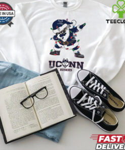 Official UConn Huskies Dabbing Santa Claus Ugly Christmas Light shirt