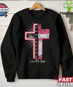 The **Official UNLV Rebels I Can Do All Things Through Christ 2025 T-shirt** likely combines school spirit and a faith-based message. The design probably features the UNLV Rebels logo, representing the university's athletic teams, alongside the inspirational quote 