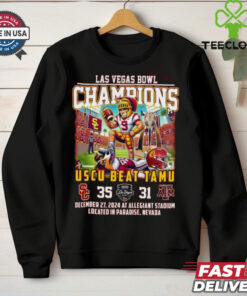Official USC Trojans Beat Texas A&M Aggies 2024 Las Vegas Bowl Champions 35 – 31 Dec 27 2024 Allegiant Stadium Mascot t shirt
