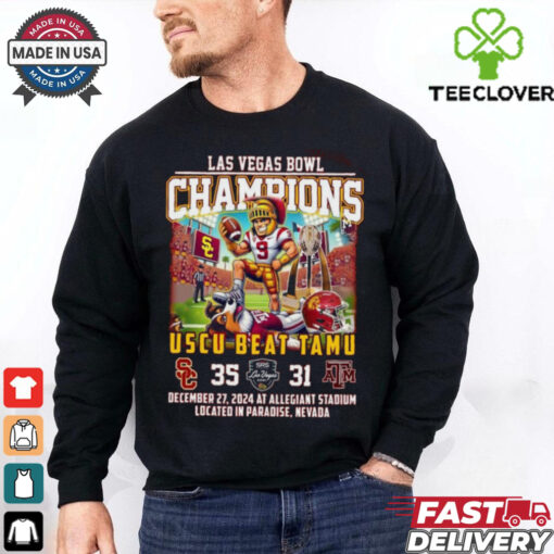 Official USC Trojans Beat Texas A&M Aggies 2024 Las Vegas Bowl Champions 35 – 31 Dec 27 2024 Allegiant Stadium Mascot t shirt