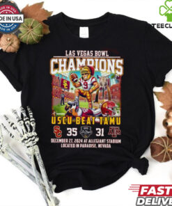Official USC Trojans Beat Texas A&M Aggies 2024 Las Vegas Bowl Champions 35 – 31 Dec 27 2024 Allegiant Stadium Mascot t shirt
