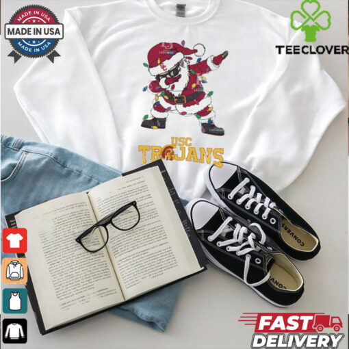 Official USC Trojans Dabbing Santa Claus Ugly Christmas Light shirt