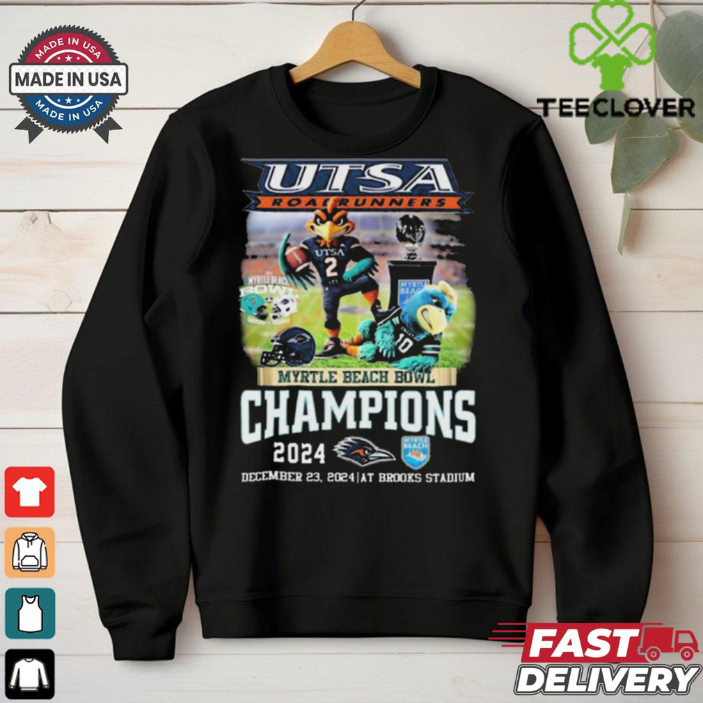 Official UTSA Roadrunners Myrtle Beach Bowl Champions December 23 2024 At Brooks Stadium Mascot t shirt Official UTSA Roadrunners Myrtle Beach Bowl Champions December 23 2024 At Brooks Stadium Mascot t shirt