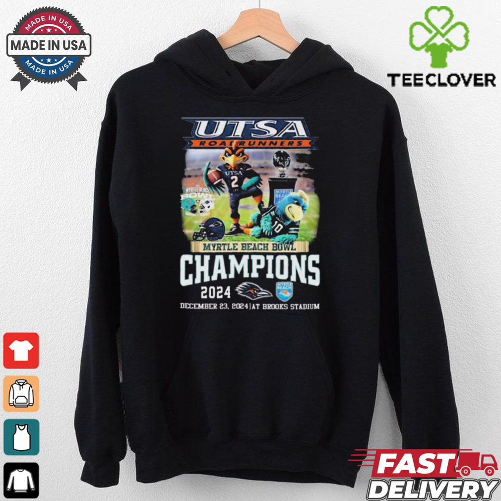 Official UTSA Roadrunners Myrtle Beach Bowl Champions December 23 2024 At Brooks Stadium Mascot t shirt Official UTSA Roadrunners Myrtle Beach Bowl Champions December 23 2024 At Brooks Stadium Mascot t shirt