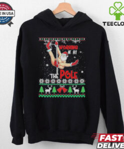Official Ugly Xmas Sweater Working It At The Pole Santa Xmas Ugly Christmas 2024 T shirt