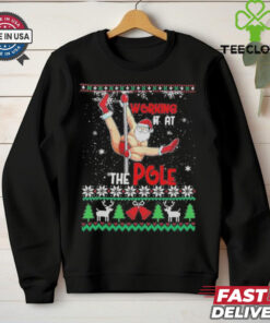 Official Ugly Xmas Sweater Working It At The Pole Santa Xmas Ugly Christmas 2024 T shirt