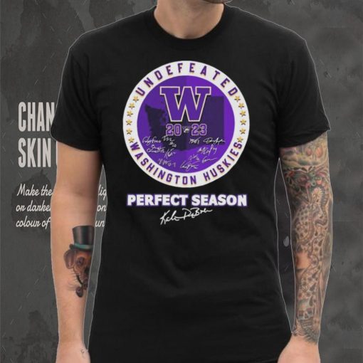 Official Undefeated 2023 Washington Huskies Perfect Season Signatures Shirt