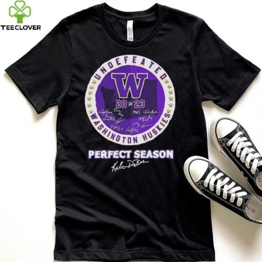 Official Undefeated 2023 Washington Huskies Perfect Season Signatures Shirt