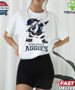 Official Utah State Aggies Dabbing Santa Claus Ugly Christmas Light shirt