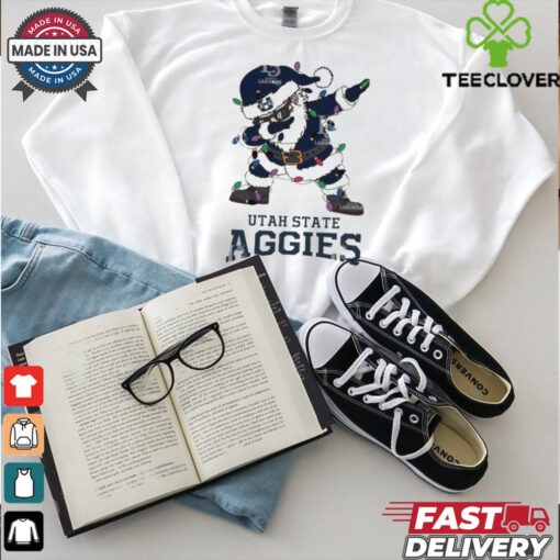 Official Utah State Aggies Dabbing Santa Claus Ugly Christmas Light shirt